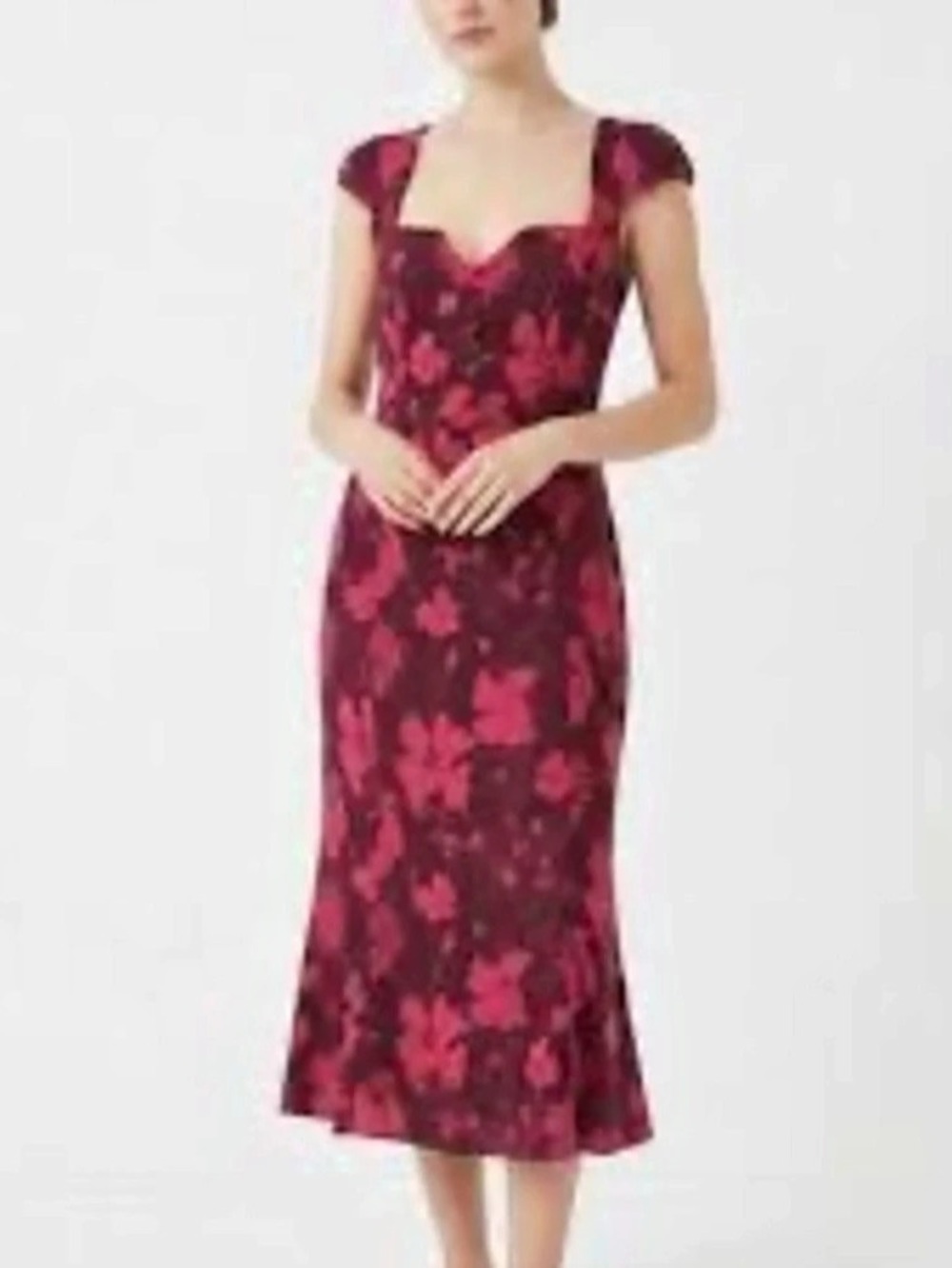 Anthropologie Cecily Fit & Flare Sweetheart Midi Dress in Red & Pink SZ M NWOT